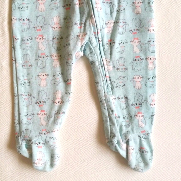 weeplay blue kittens zipper footie sleeper pajamas 3-6 months baby girl - Picture 3 of 5